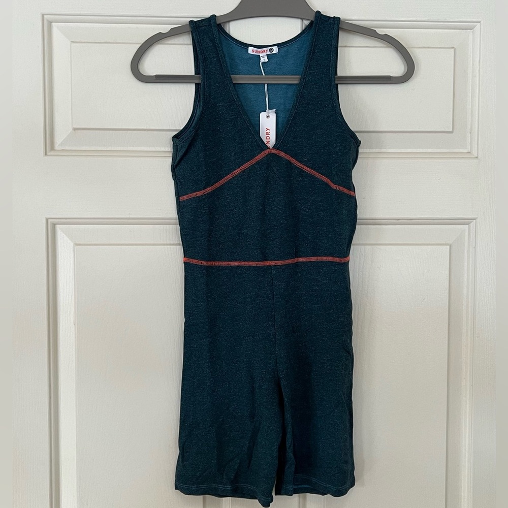 Sundry V Neck Athletic Romper
